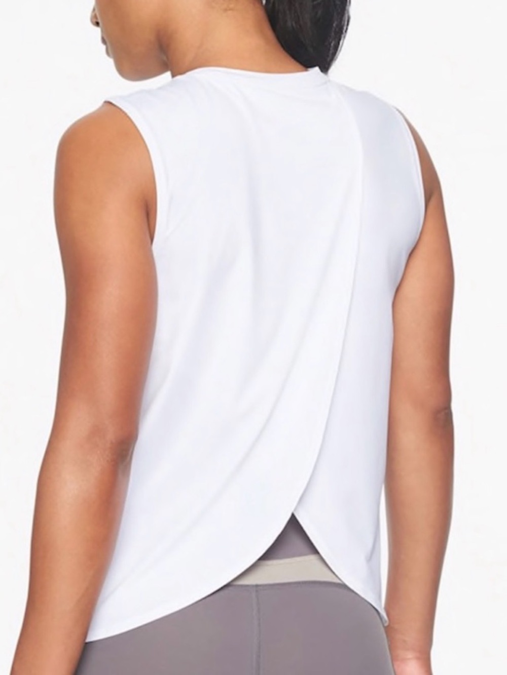 Athleta Women's White Sleeveless Crossover Back Tank Top